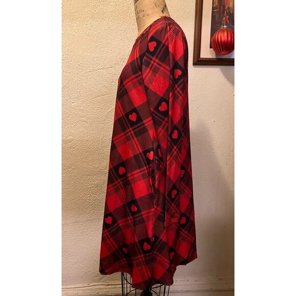 Roshop Heart and Plaid Crew Neck with Pockets Dress NWT Size M - Picture 5 of 11